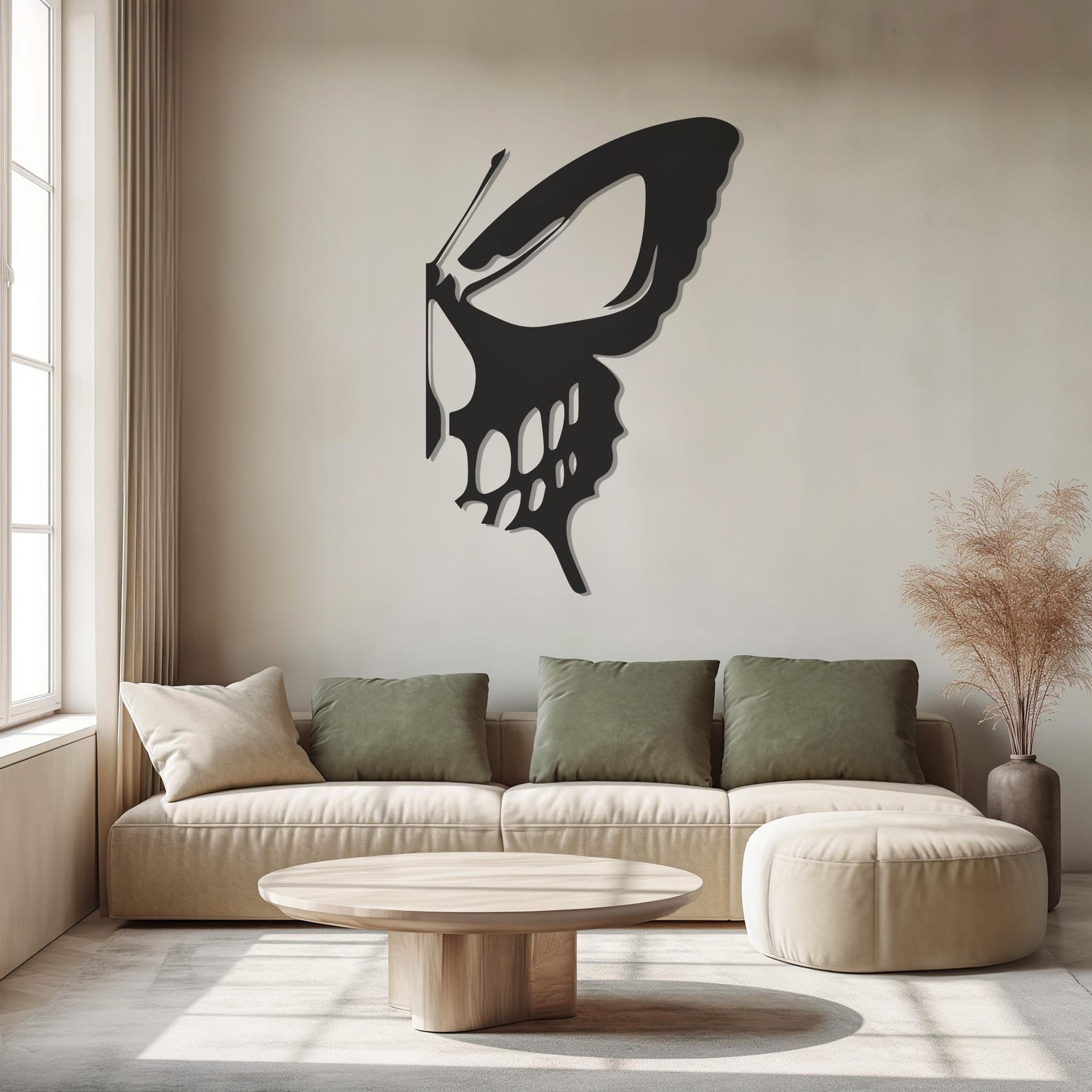 Butteryfly Spooky Skull Halloween Metal Wall Art