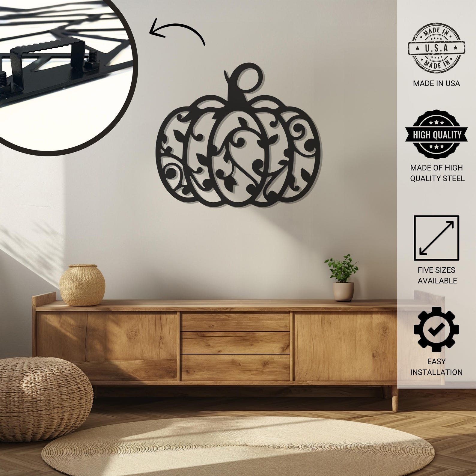 Pumpkin Design Halloween Theme Metal Wall Art