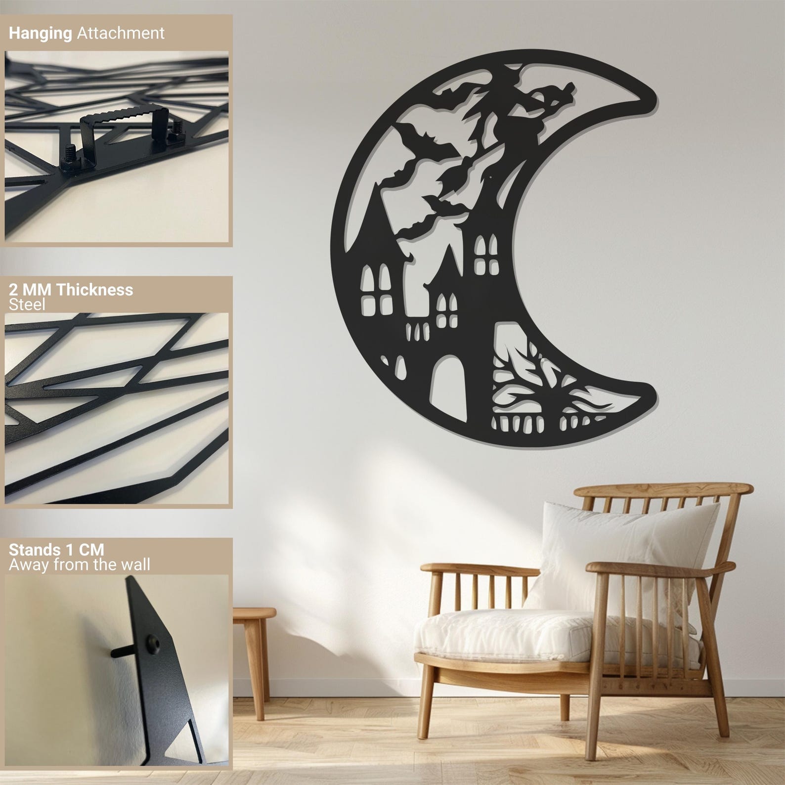 Scary Moon Halloween Theme Metal Wall Art