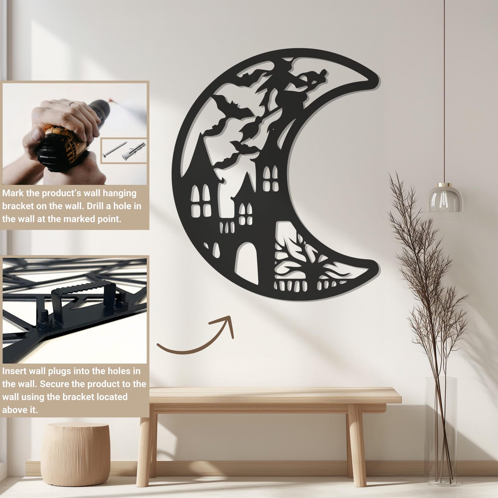 Scary Moon Halloween Theme Metal Wall Art