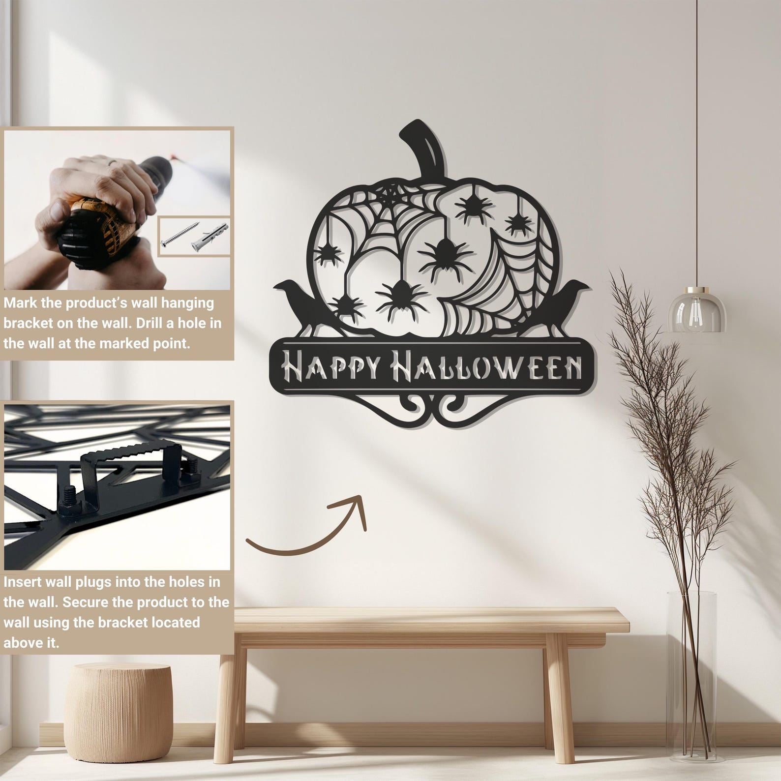 Happy Halloween Metal Wall Art