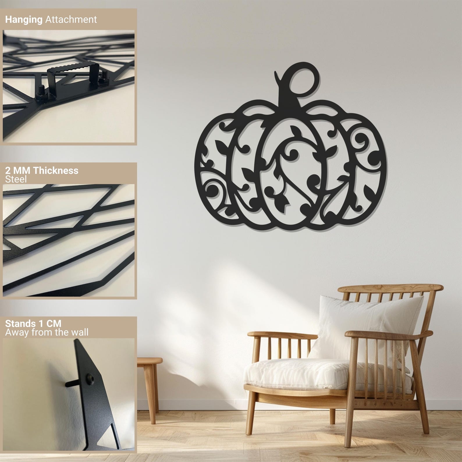 Pumpkin Design Halloween Theme Metal Wall Art