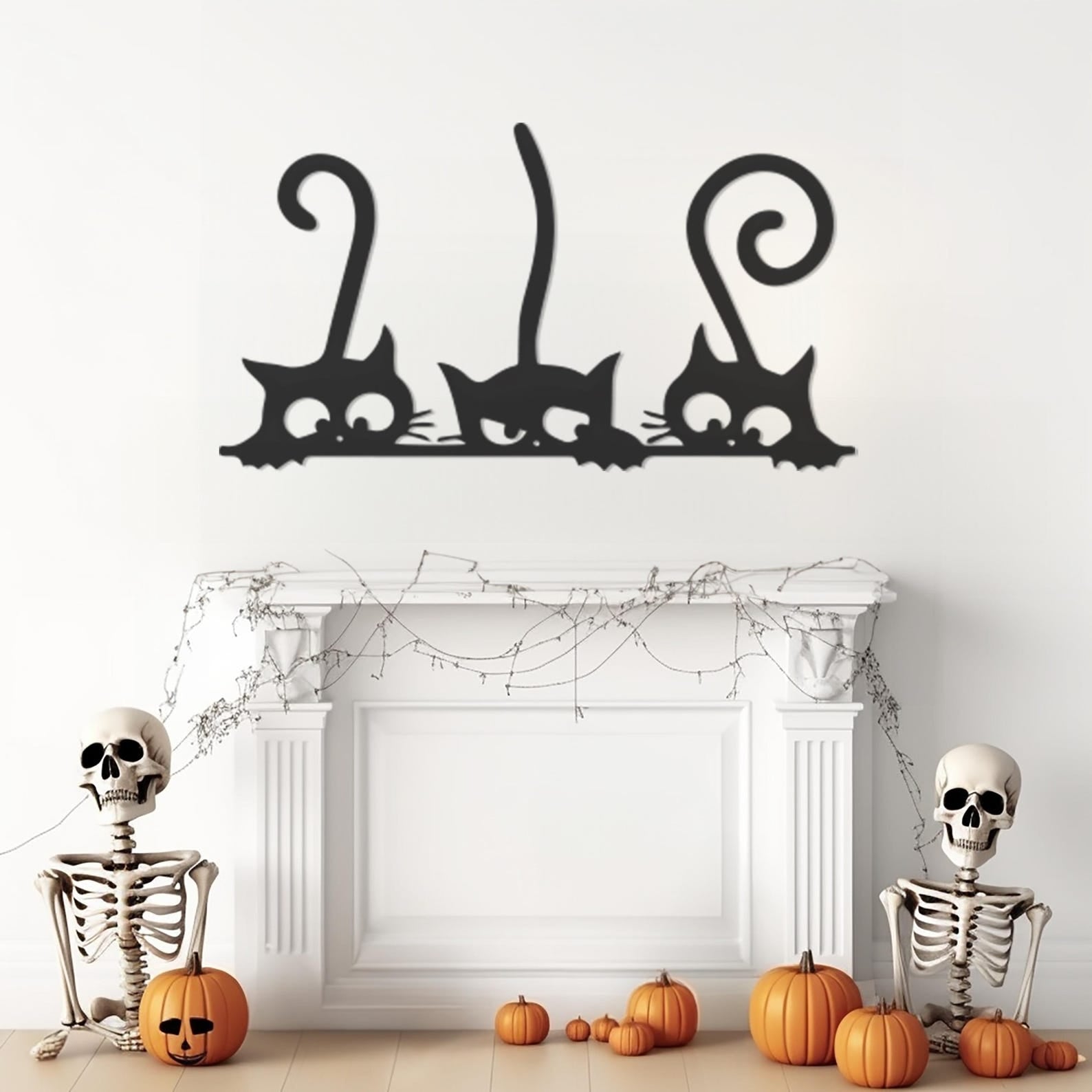 Squint Cat Design Halloween Theme Metal Wall Art