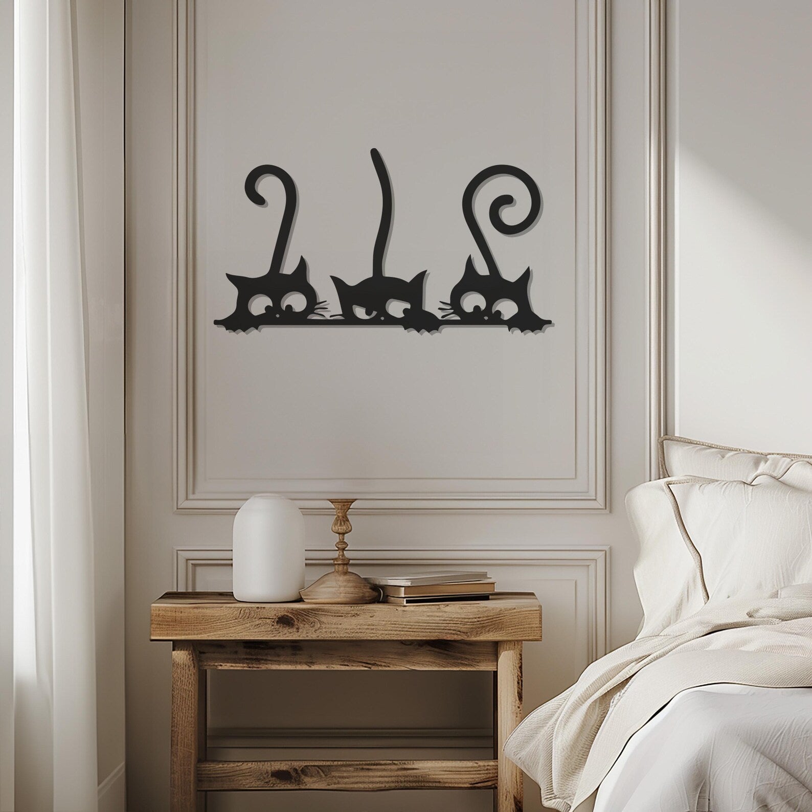 Squint Cat Design Halloween Theme Metal Wall Art