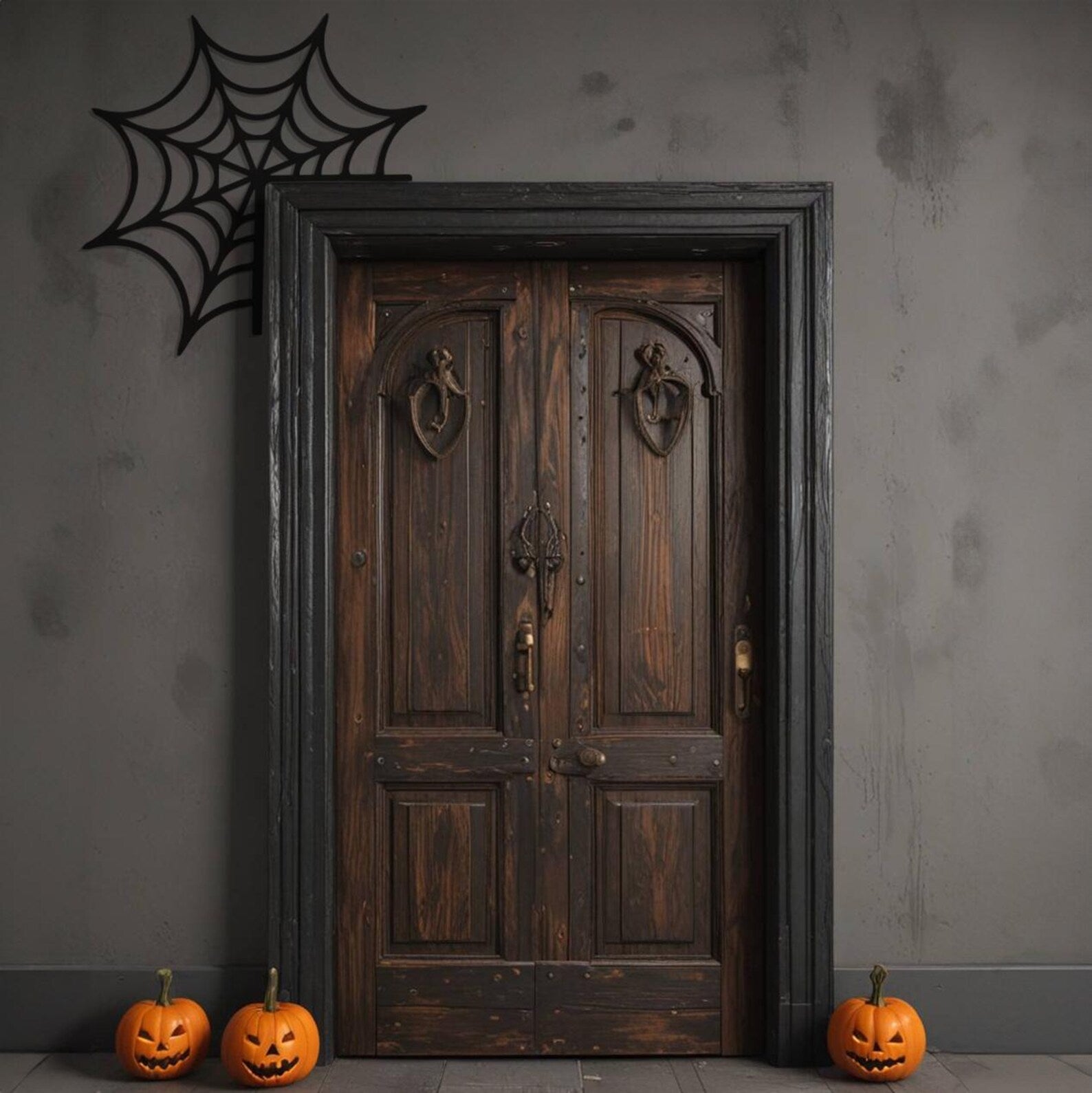 Spider Door Entrance Halloween Theme Metal Wall Art