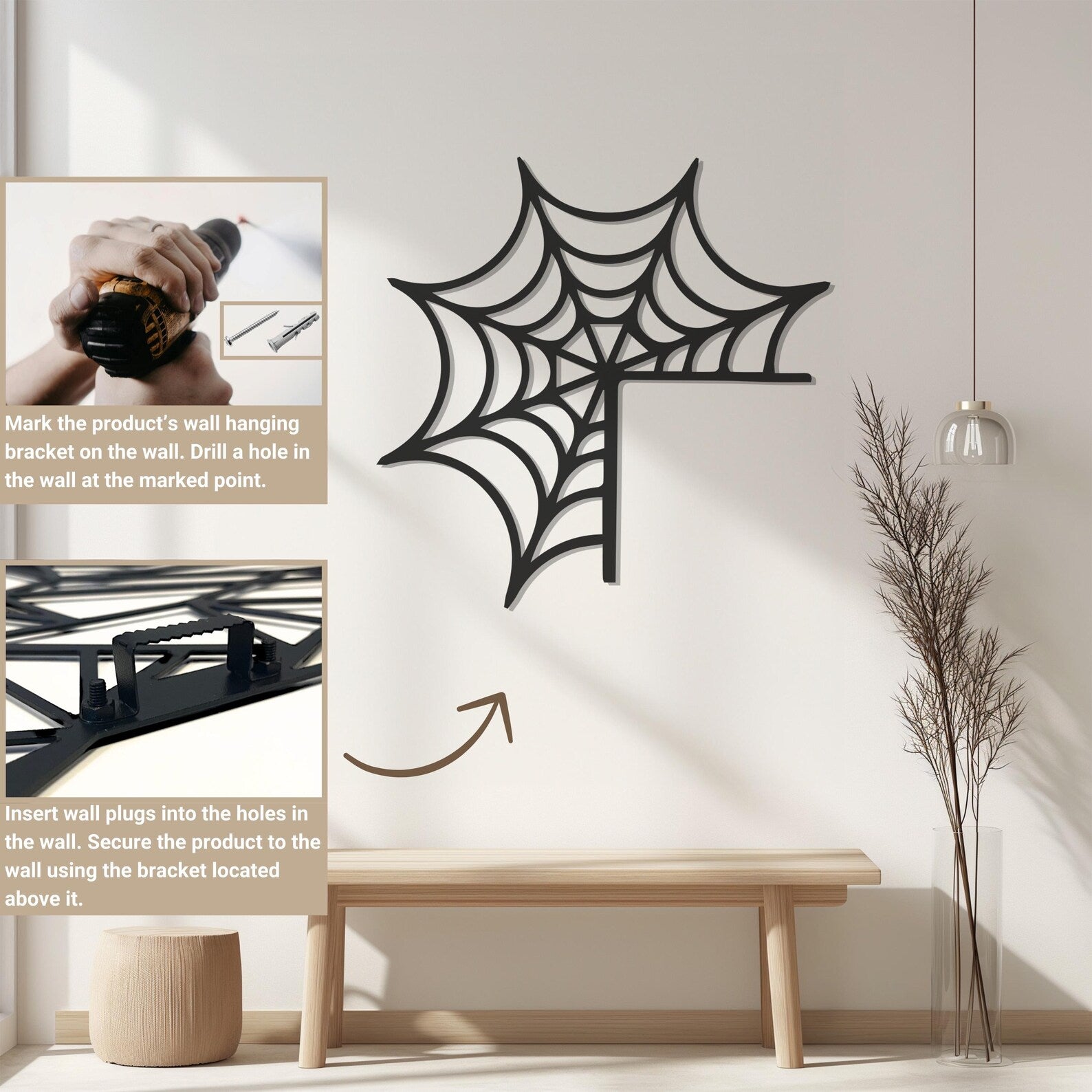 Spider Door Entrance Halloween Theme Metal Wall Art