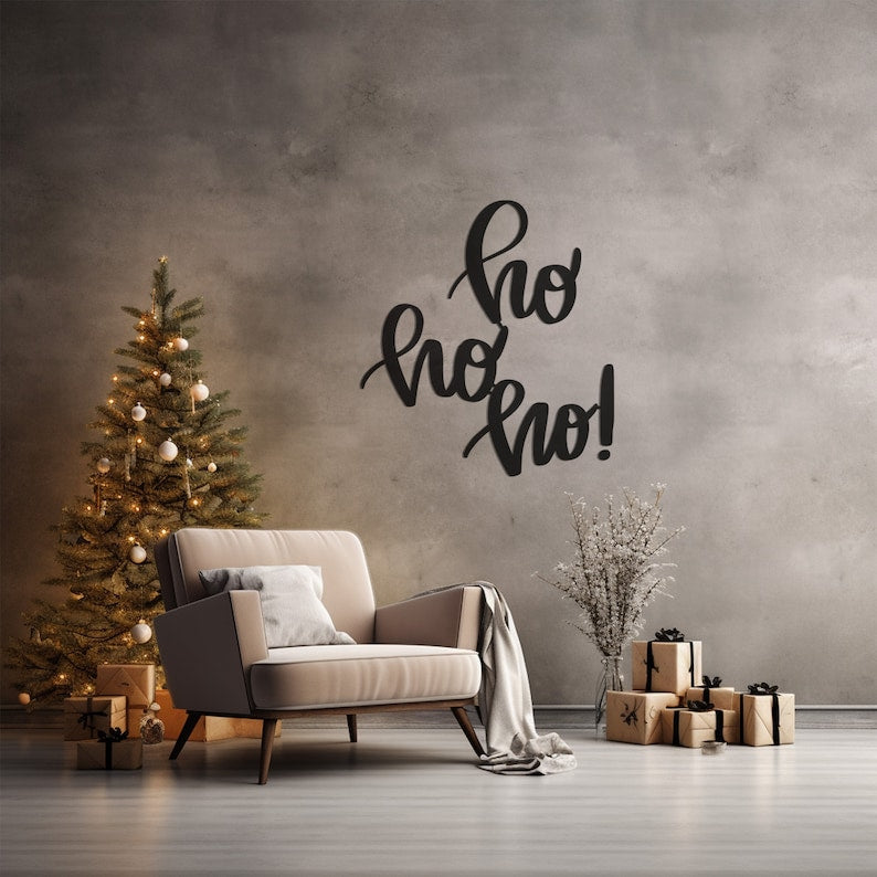 Ho Ho Ho Metal Wall Art for Living Room, Entryway