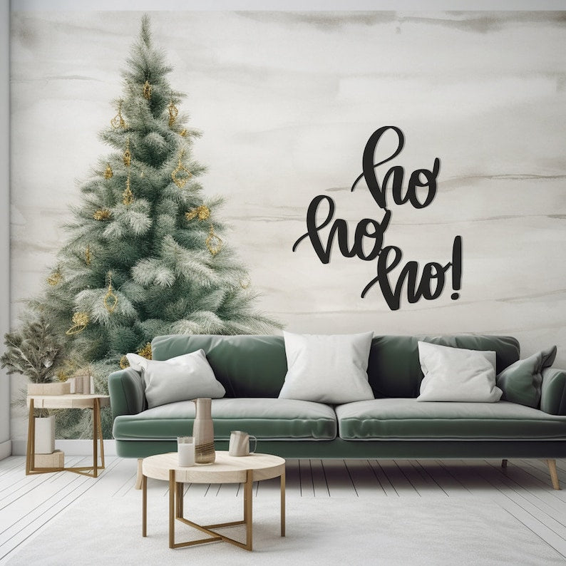 Ho Ho Ho Metal Wall Art for Living Room, Entryway