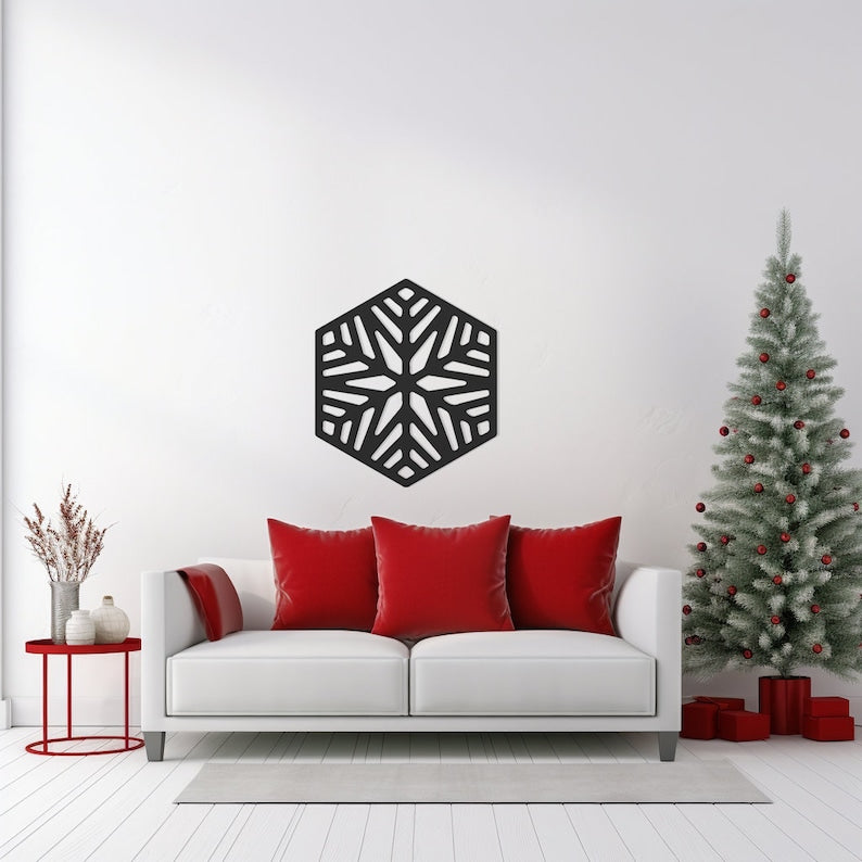 Metal Wall Art Snowflake Pattern, Winter Design Home Decor