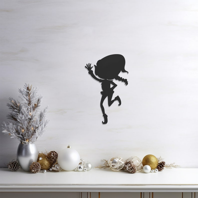 Christmas Girl Elf Wall, Wall Decor, Metal Wall art