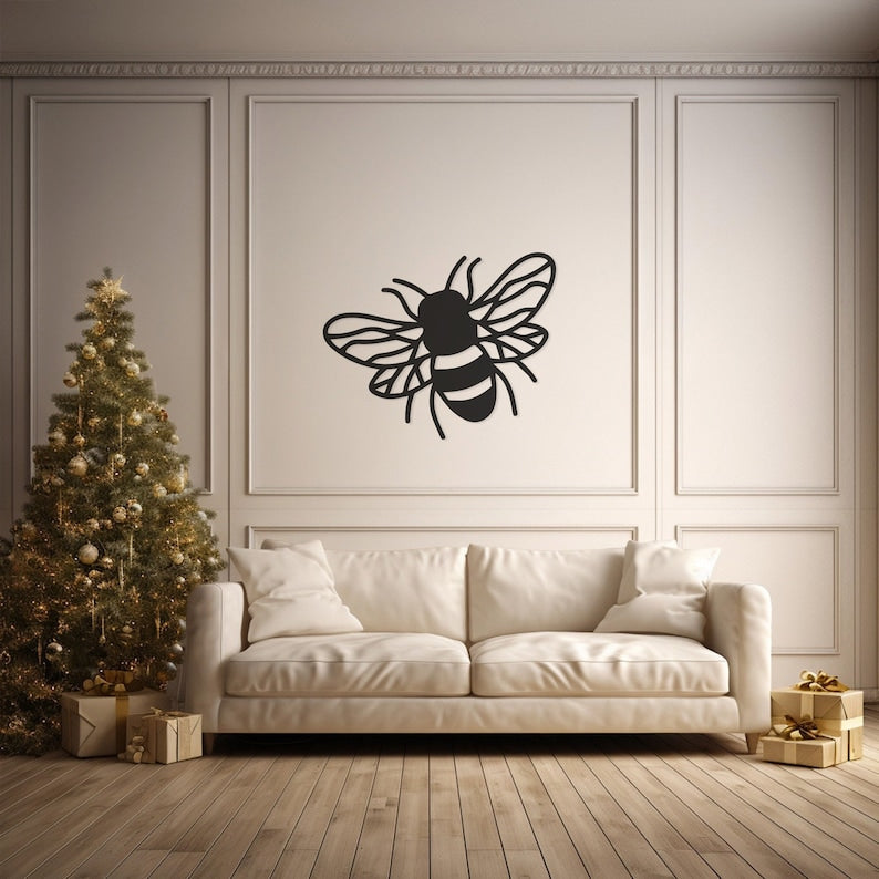 Large Bee Metal Wall Art for Garden Room, Patio - Nature-Inspired Outdoor Decor