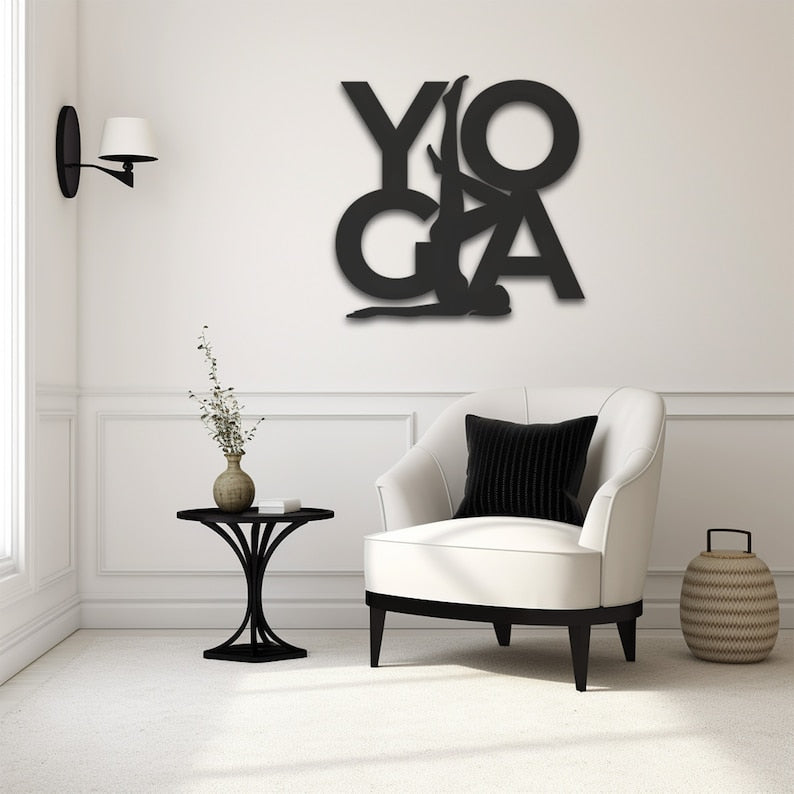 Modern Yoga Metal Wall Art, Zen Decor