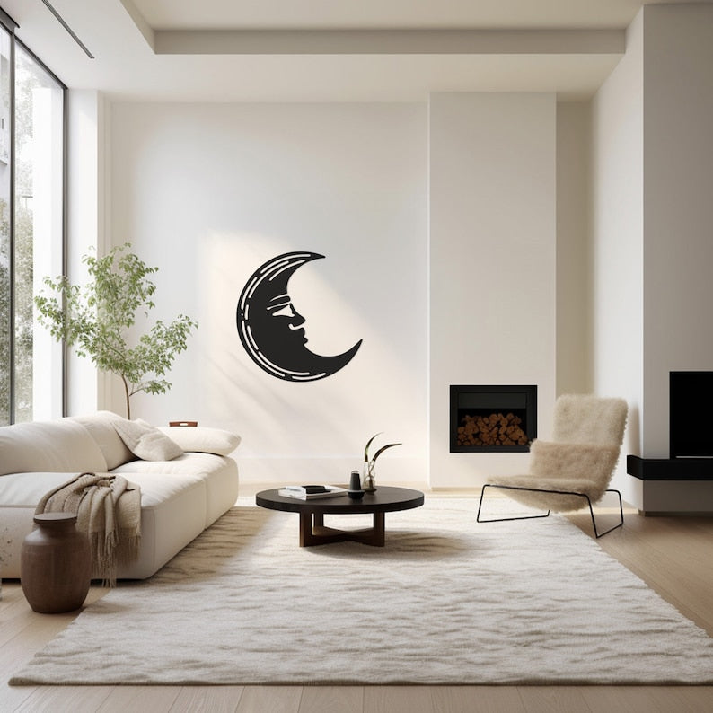 Crescent Moon Metal Wall Art for Bedroom, Nursery - Chic Lunar Decor