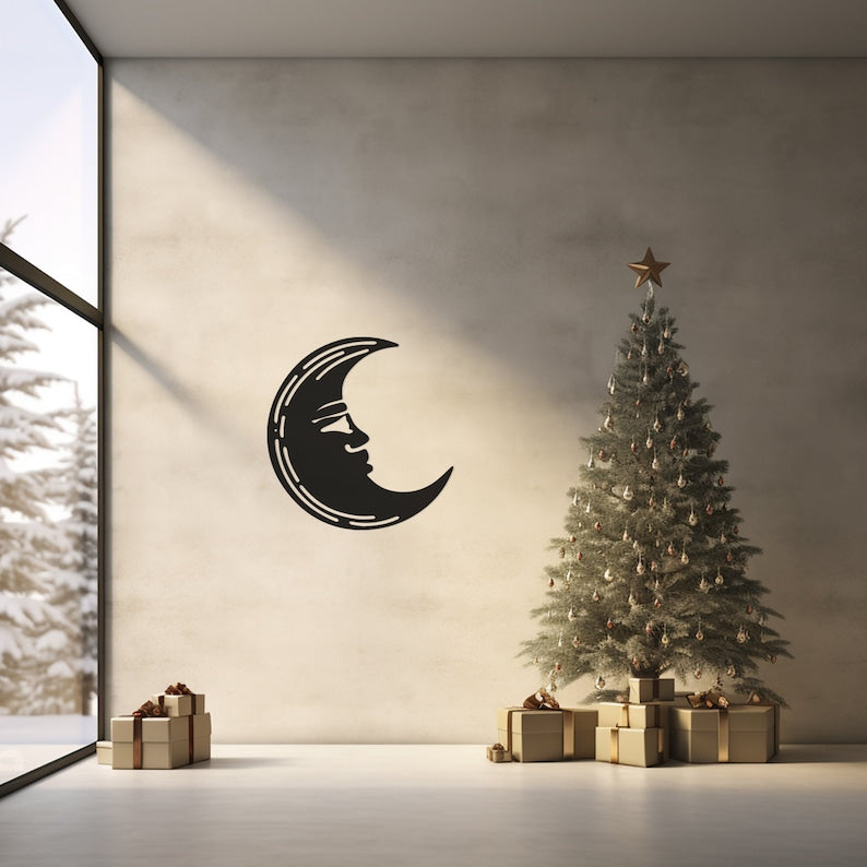 Crescent Moon Metal Wall Art for Bedroom, Nursery - Chic Lunar Decor