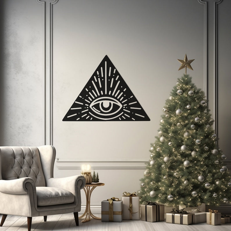 All-Seeing Eye Metal Wall Art, Illuminati Triangle Symbol