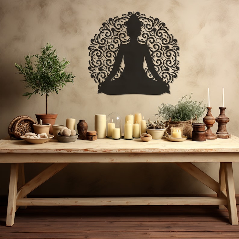 Zen Yoga Wall Art,Serene Meditation Scene Metal Decor