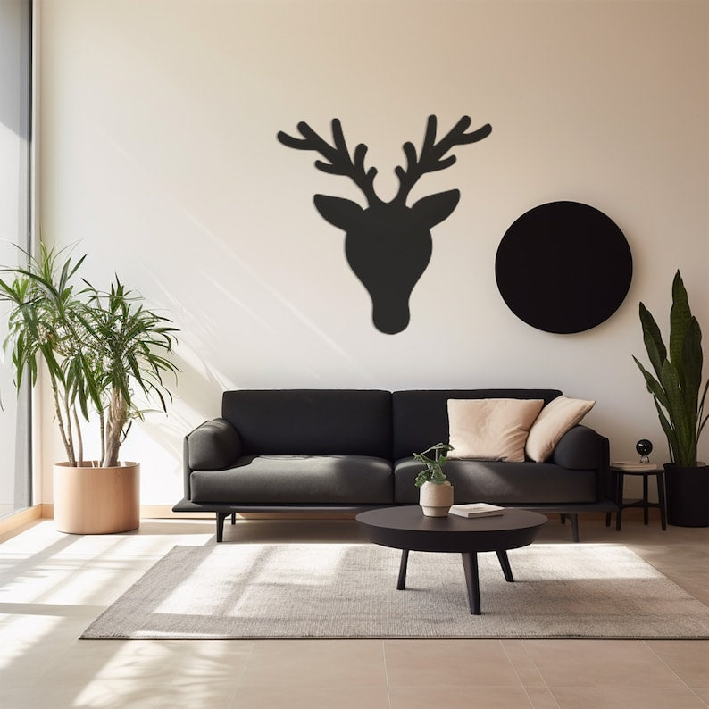 Silhouette Reindeer Metal Wall Art for Cozy Cabins, Rustic Living Room Woodland Decor