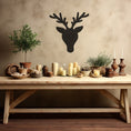 Load image into Gallery viewer, Silhouette Reindeer Metal Wall Art for Cozy Cabins, Rustic Living Room Woodland Decor
