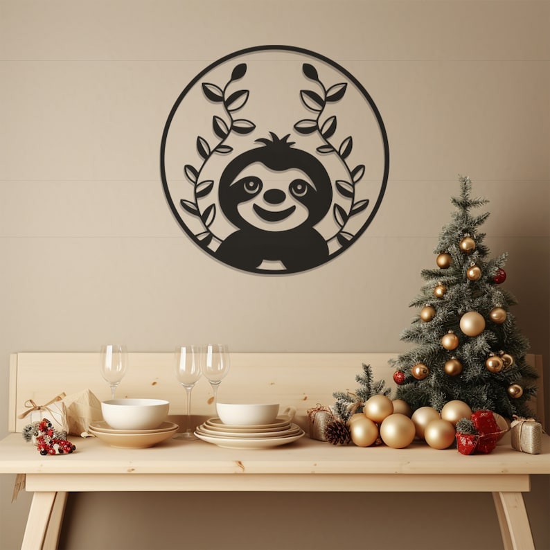 Sloth Metal Wall Art, Hanging Sloth Decor