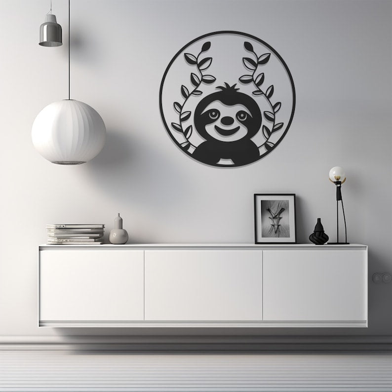 Sloth Metal Wall Art, Hanging Sloth Decor