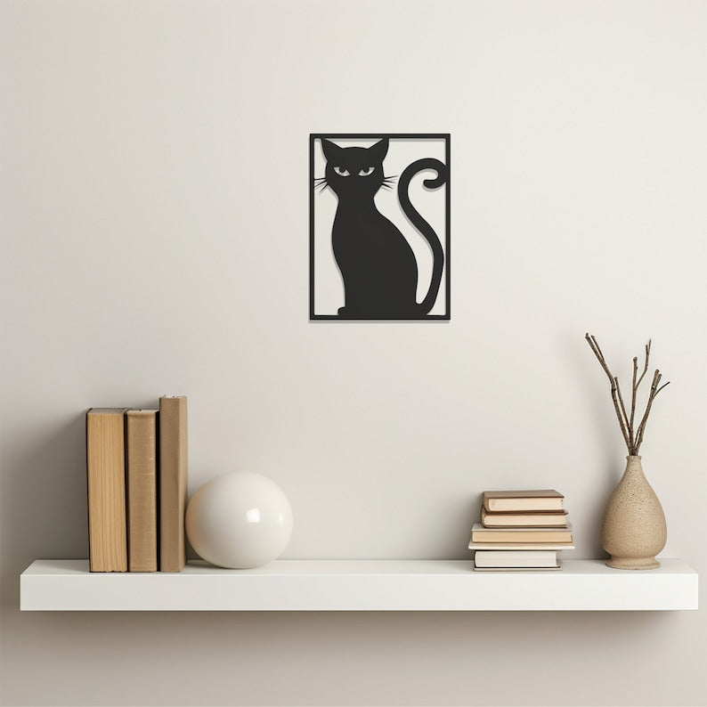 Cat Silhouette Wall, Wall Decor, Metal Wall art