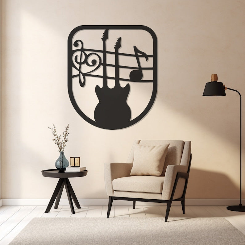 Guitar Music Themed Wall, Wall Decor, Metal Wall art