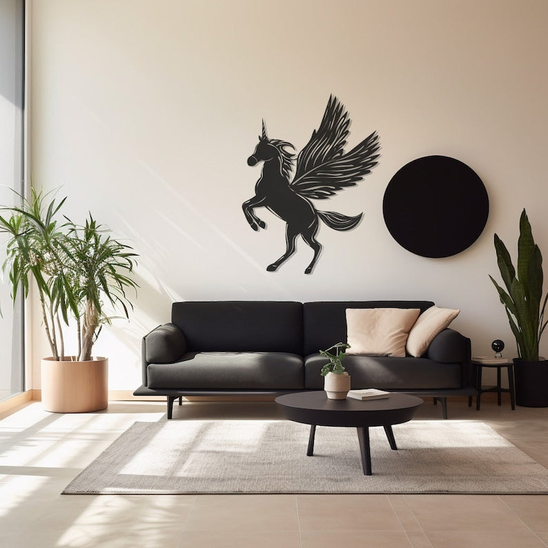 Magical Unicorn Wall Art, Mid Flight Design Metal Decor