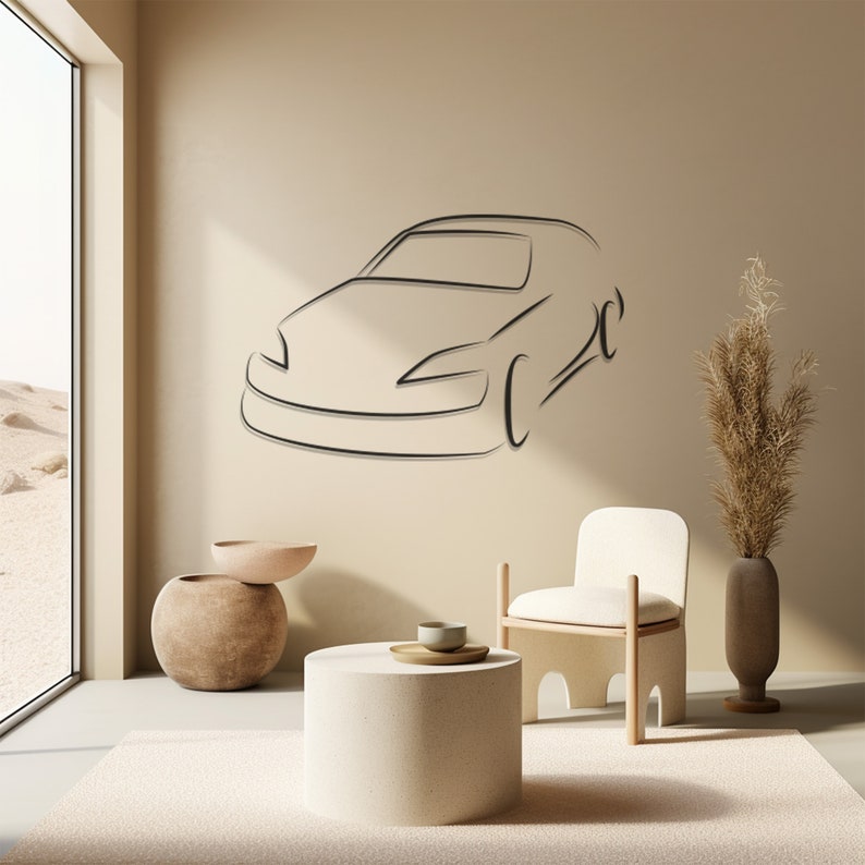 Modern Car Design Metal Wall Art, Unique Automotive Decor for Car Lovers