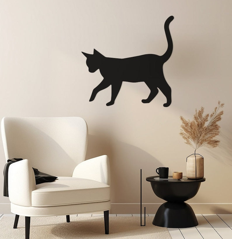 Feline Silhouette Wall, Wall Decor, Metal Wall art