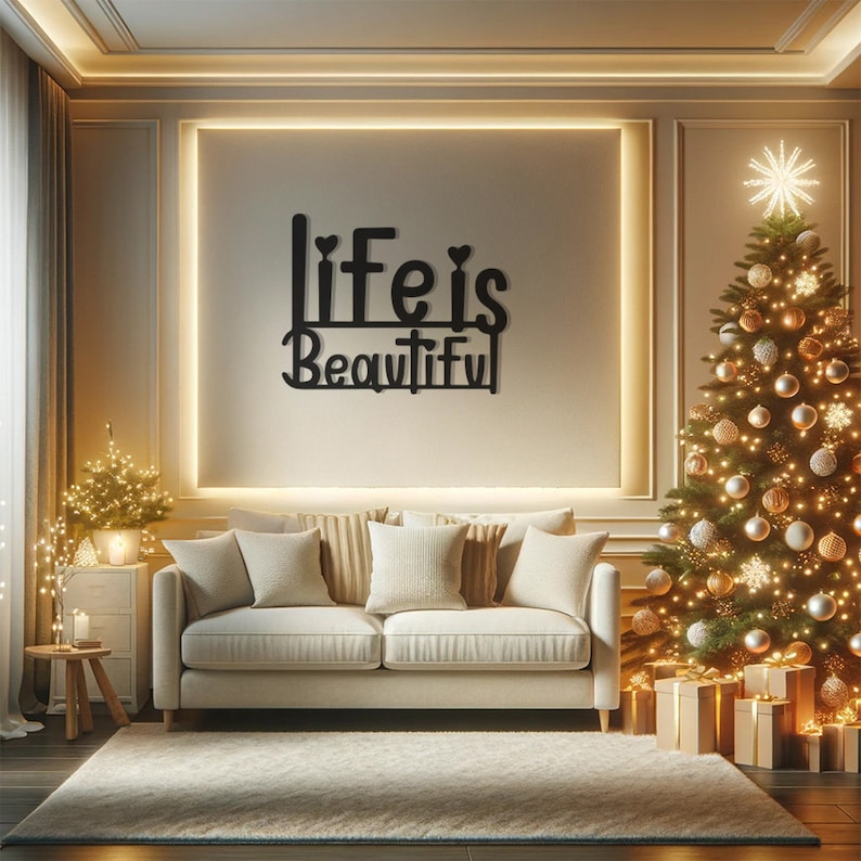 Life is Beautiful Metal Wall Art,Inspirational Quote