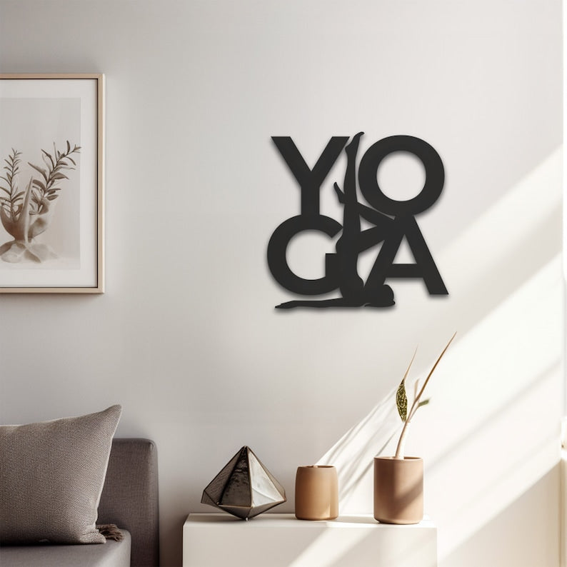 Modern Yoga Metal Wall Art, Zen Decor