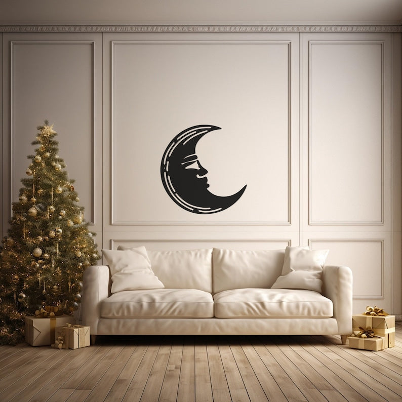 Crescent Moon Metal Wall Art for Bedroom, Nursery - Chic Lunar Decor