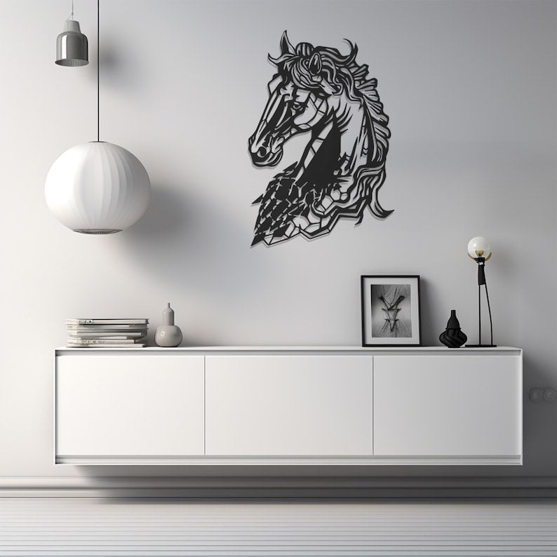 Rustic Horse Wall Art, Metal Equine Decor