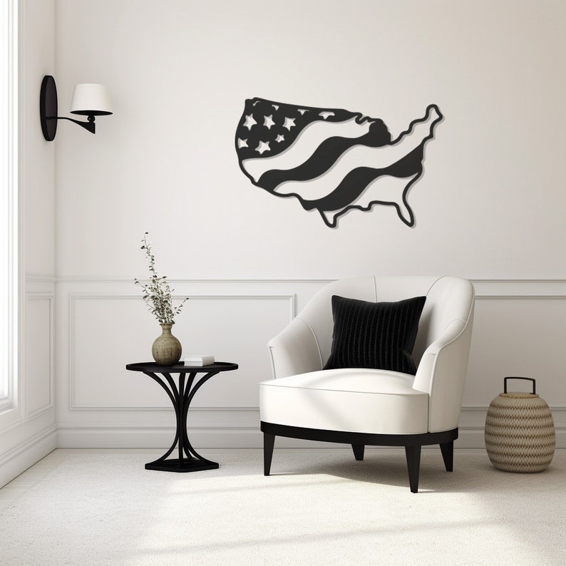 Flame-Inspired Metal Wall Art, Patriotic America Love Theme