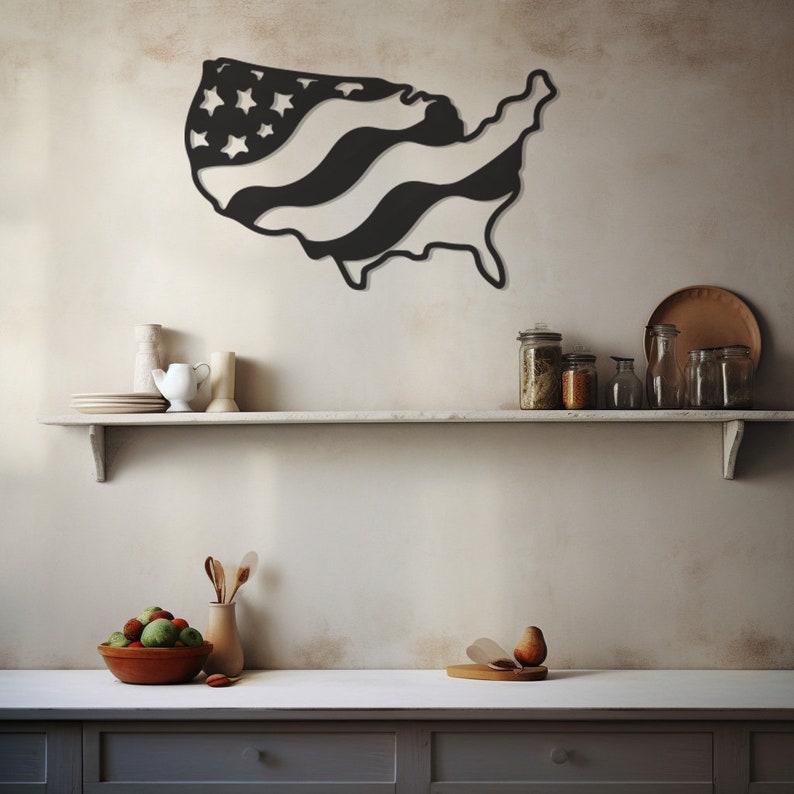 Flame-Inspired Metal Wall Art, Patriotic America Love Theme