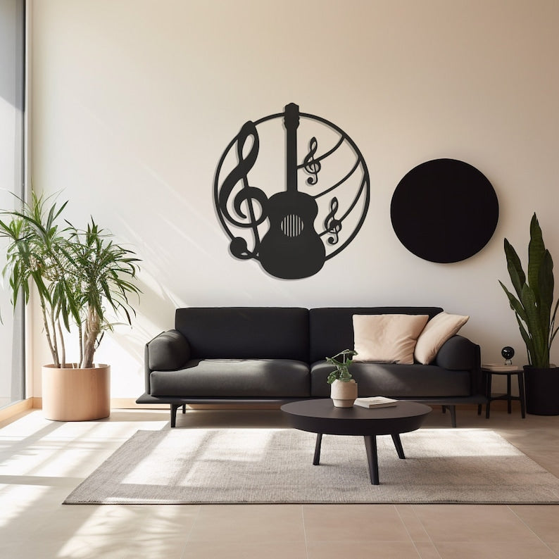 Handcrafted Metal Wall Art, Guitar Design