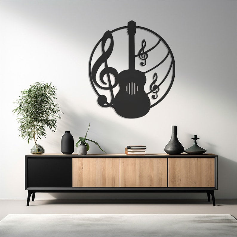 Handcrafted Metal Wall Art, Guitar Design