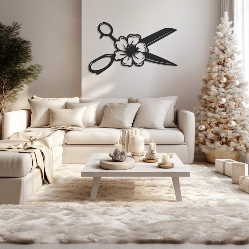 Modern Metal Wall Art, Elegant Scissors Design