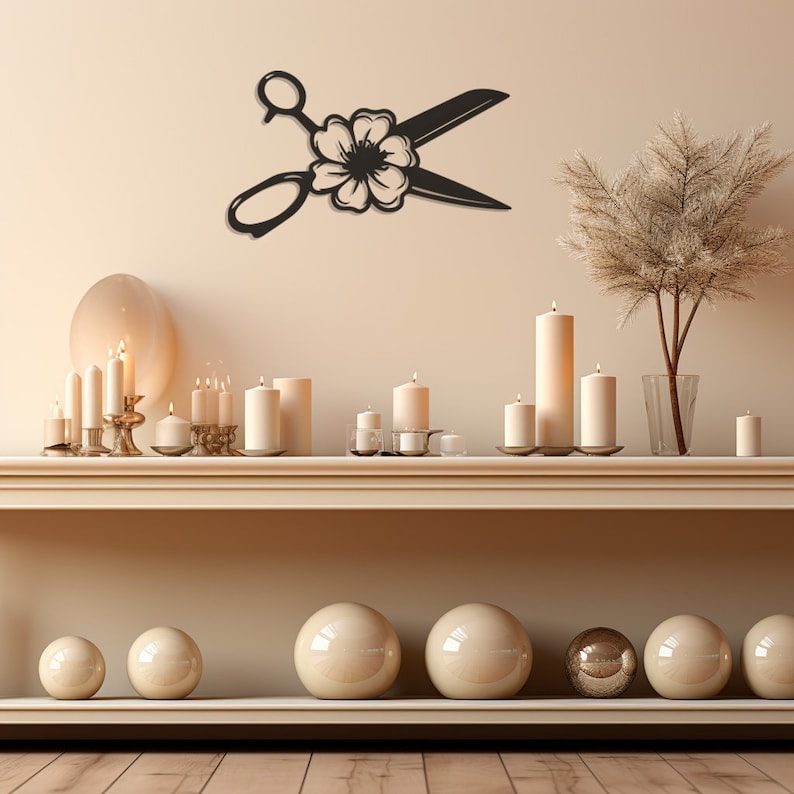 Modern Metal Wall Art, Elegant Scissors Design