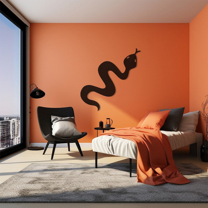 Modern Metal Wall Art, Sculpted Snake Decor