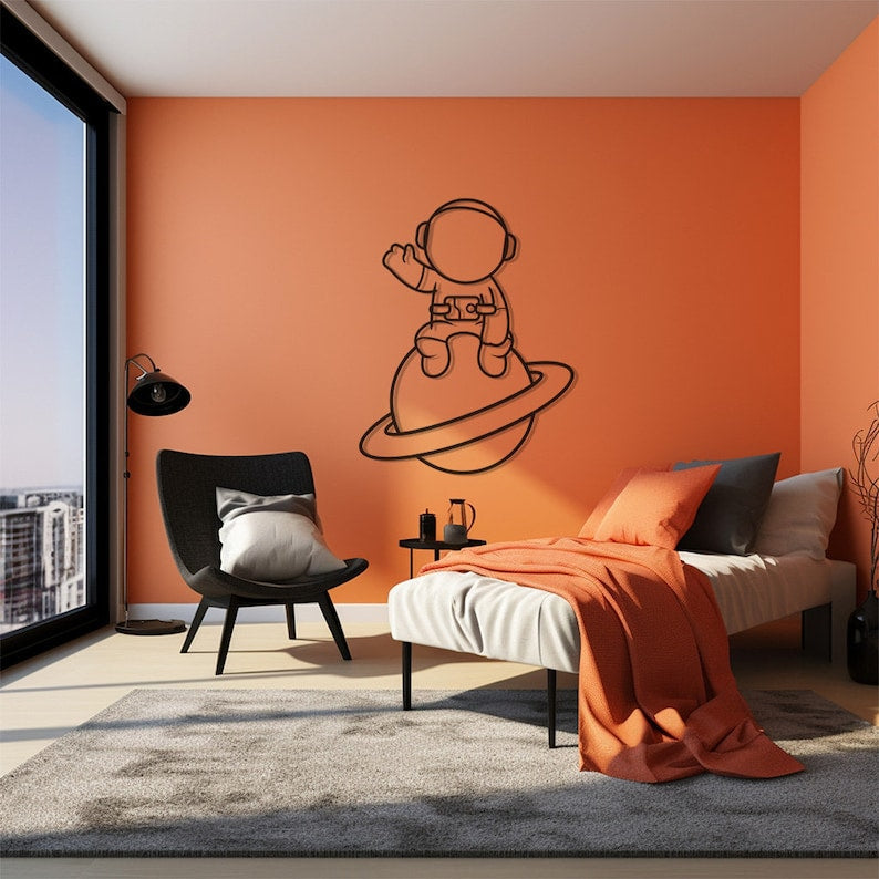 Astronaut Metal Wall Art, Outer Space Decor