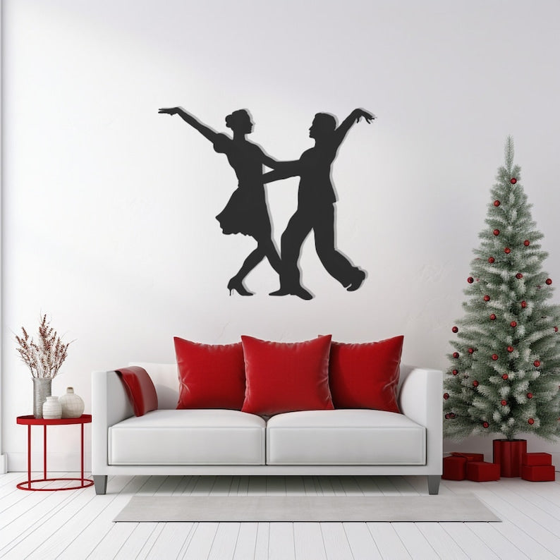 Dance Couple Metal Wall Art, Elegant Ballroom Dancers Silhouette