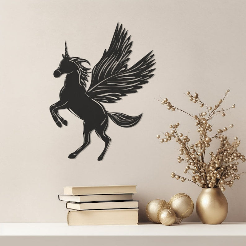 Magical Unicorn Wall Art, Mid Flight Design Metal Decor