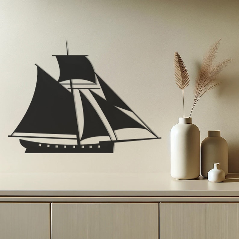 Sailboat Adventure Metal Wall Art, Sea Themed Sport Hobbies Decor