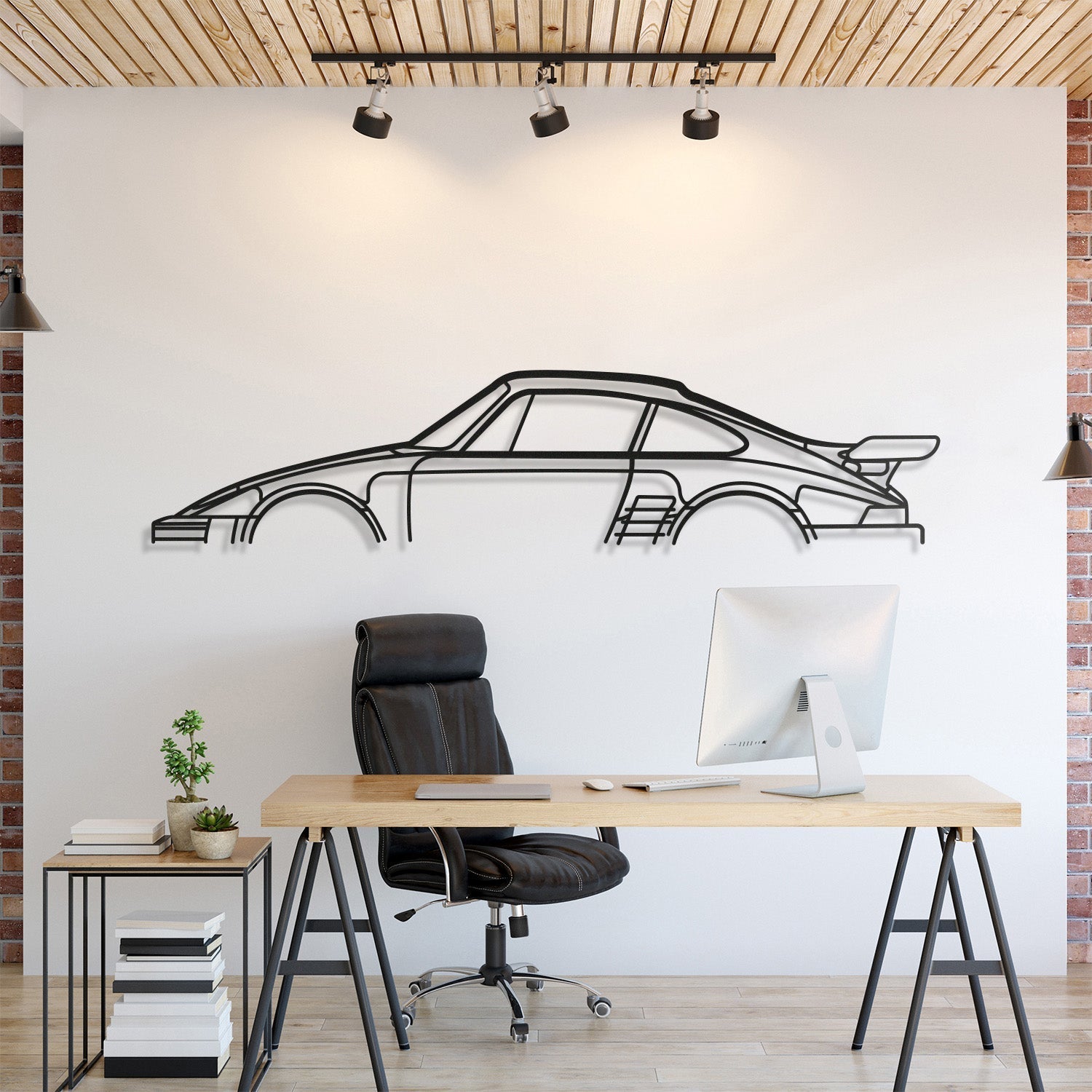 911 Flat Nose 1973 Classic Metal Silhouette, Metal Wall art