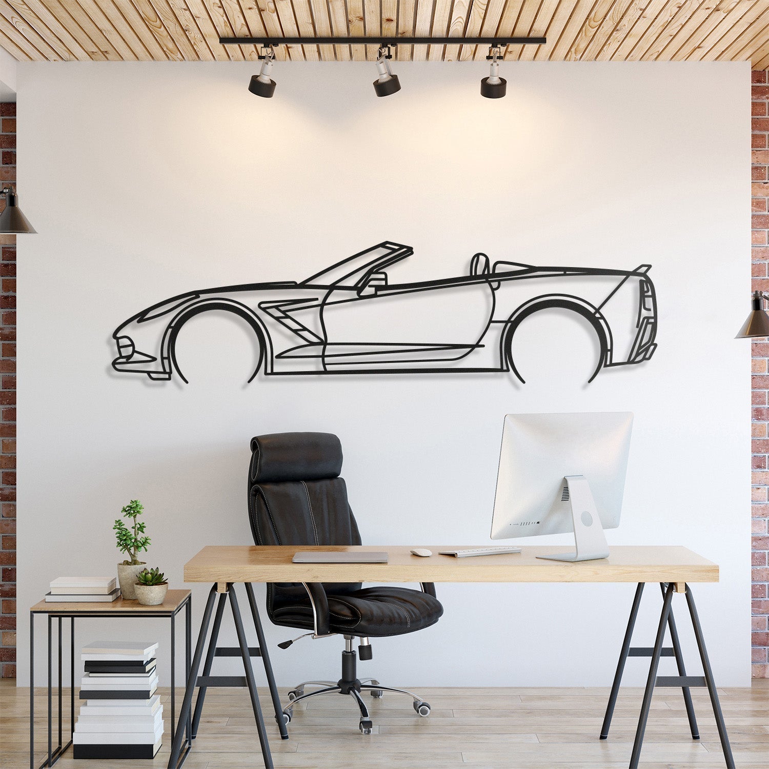 2014 Corvette C7 Cabrio Metal Silhouette, Wall Decor, Metal Wall art