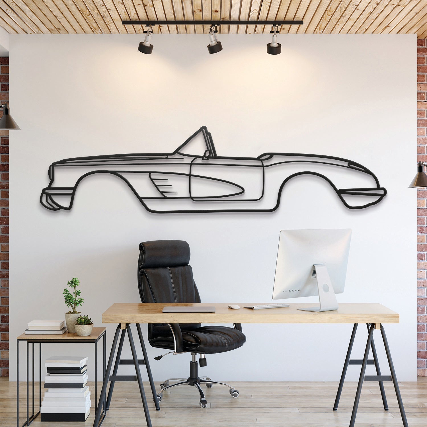 1960 Corvette Metal Silhouette, Wall Decor, Metal Wall art