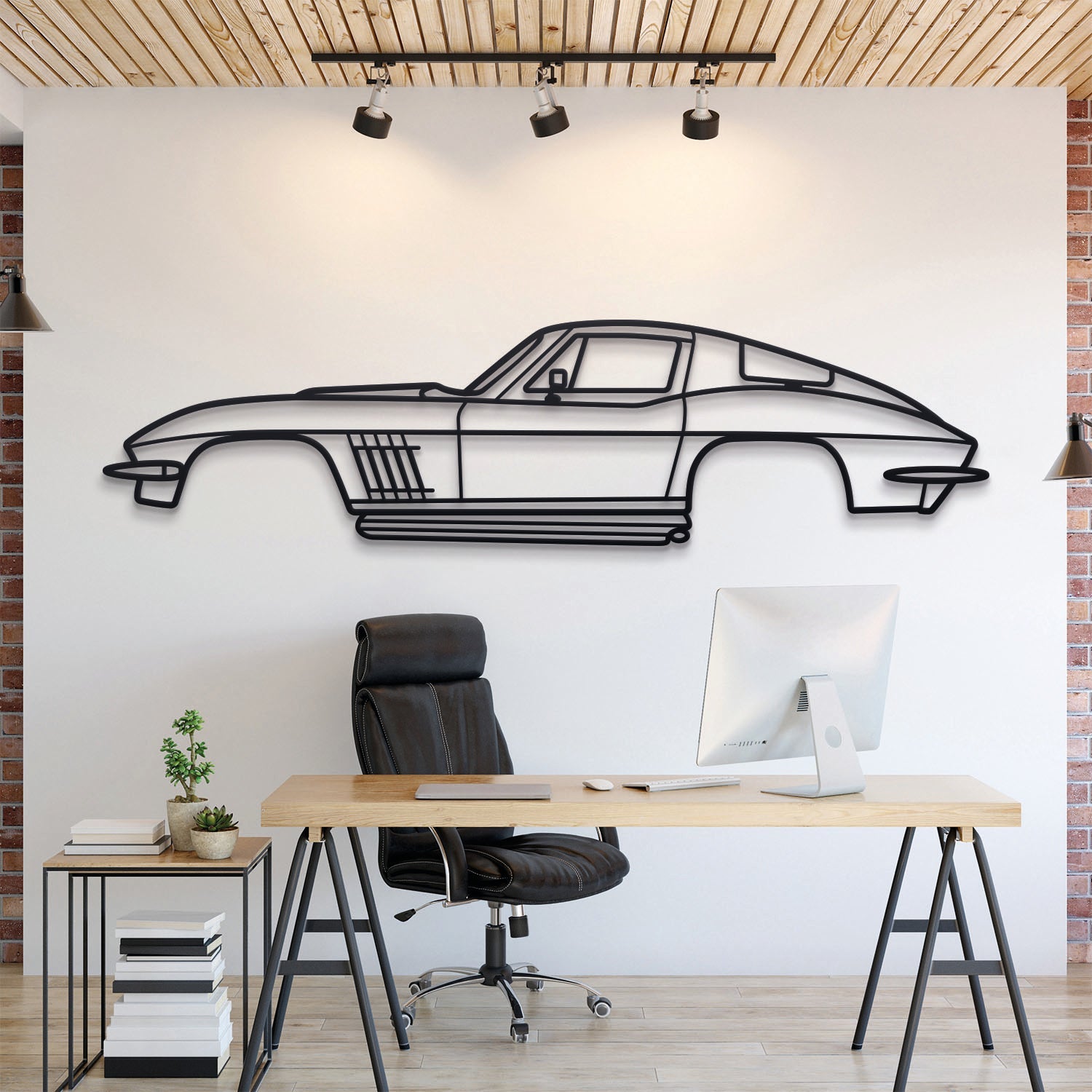 1967 Corvette Stingray 427 Metal Silhouette, Metal Wall art