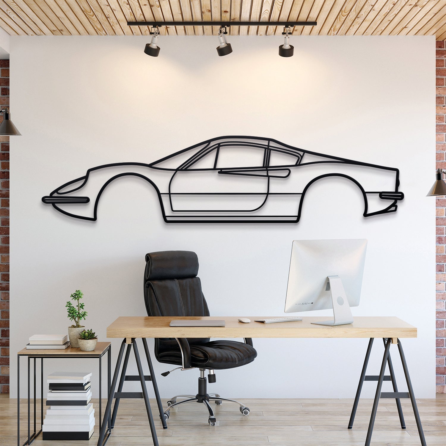 1969 Dino 246 GT Metal Silhouette, Wall Decor, Metal Wall art