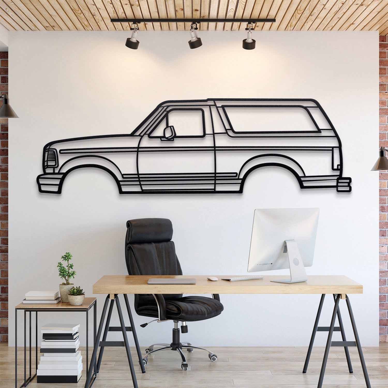 1992 Bronco 5th Gen Metal Silhouette, Wall Decor, Metal Wall art